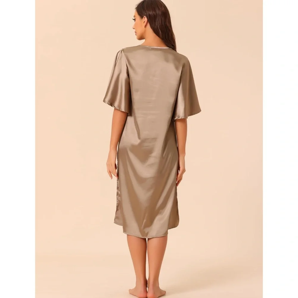 Light Brown Satin Nightgown Dress - Picture 3 of 10